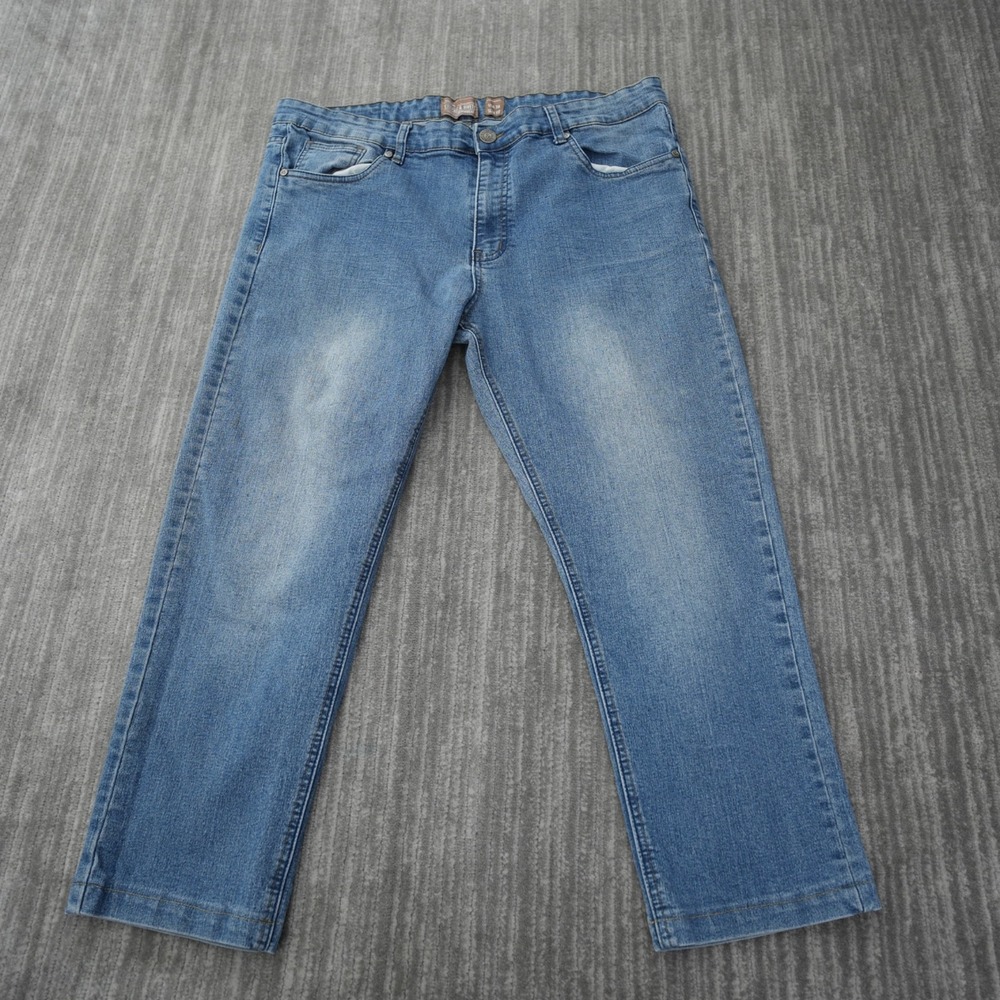 Stitches & Rivets Jeans Men Blue Slim Light Wash Cropped 38 Measured 39x24.5